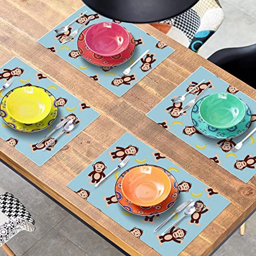 Set de table Oxford singe banane lavable résistant à la chaleur lot de 4 - 8
