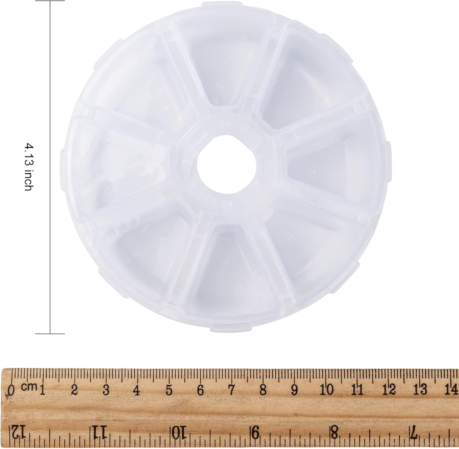 FASHEWELRY 20 Sets White Plastic Bead Containers Flat Round 8 Compartments Flip Top Beads Storage Boxes for Storage of Small Items Jewelry Crafts