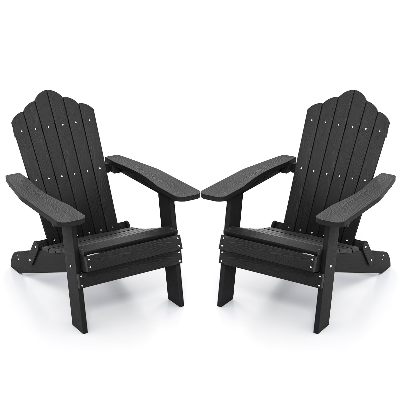 COSTWAY Adirondack krzesło składane, odporne na warunki atmosferyczne Adirondack Chair z tworzywa sztucznego, krzesło ogrodowe z wysokim oparciem i szerokimi podłokietnikami do ogrodu, nośność 180 kg