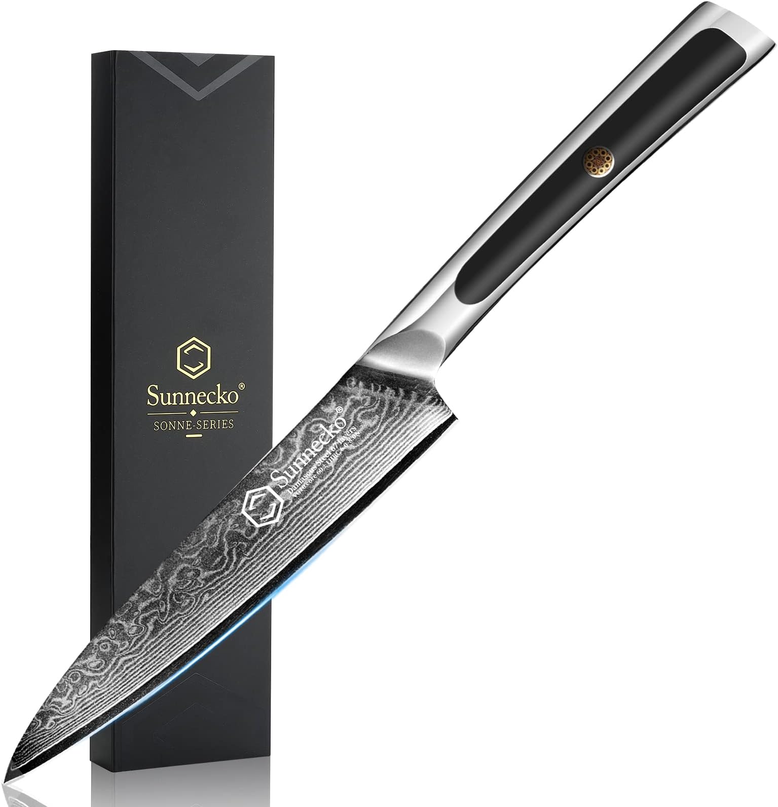 5 Inch Paring Knife, Small Kitchen Utility Blade with VG10 Damascus Steel & Solid Handle, Multi-purpose Fruit, Vegetable Peeling & Petty Cutter in Gift Box
