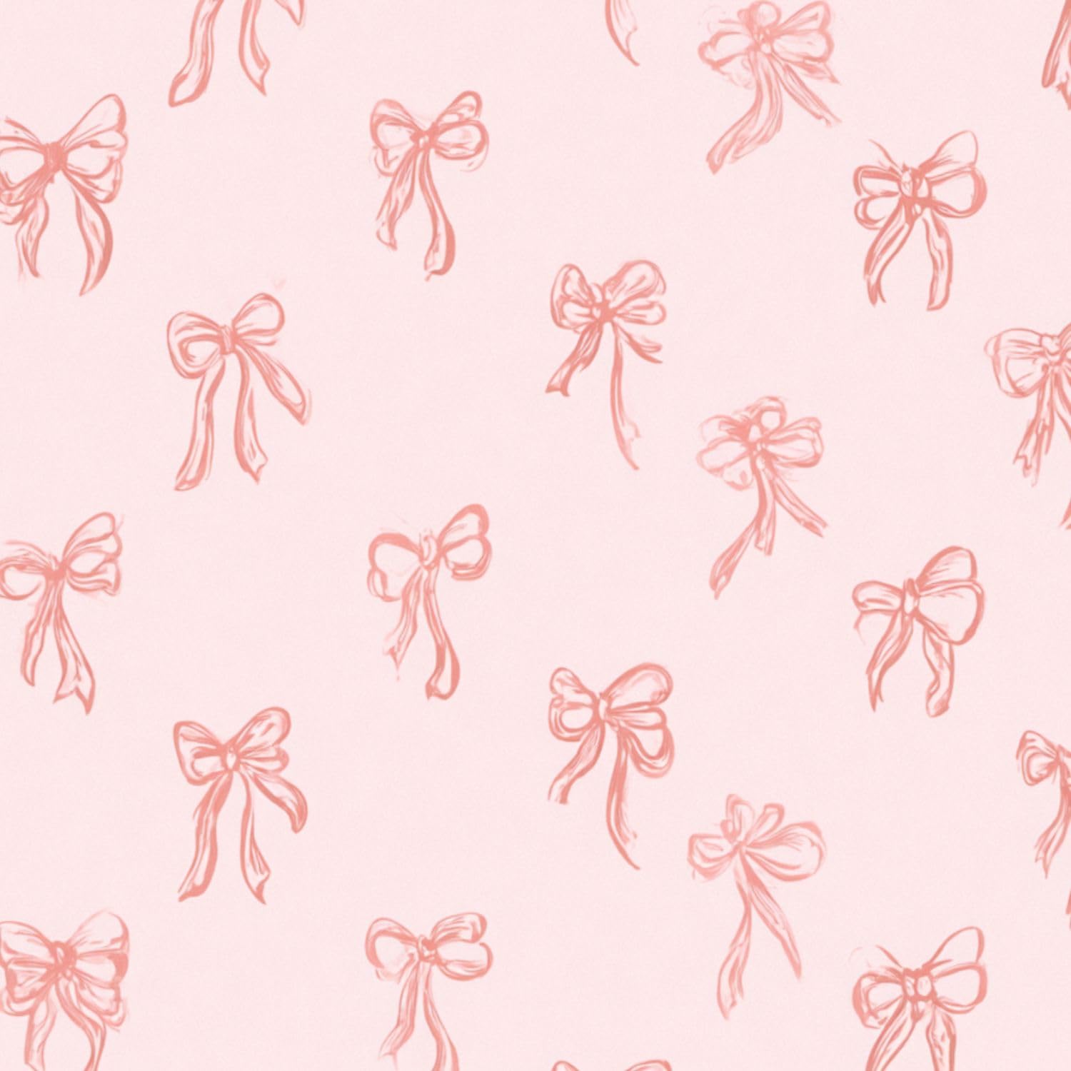 DERUINVAIO Self Adhesive Feature Removable Cute Pink Bow Soft Pink Peel and Stick Vinyl Wallpaper Roll, Sticky Lining Paper for Bedroom, Living Room, Kitchen Walls