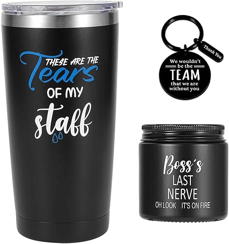 Regalos para jefe, regalo del día del jefe para hombre, Navidad, Día de Acción de Gracias, regalos de cumpleaños para jefes líder, Vaso+Llavero+Vela