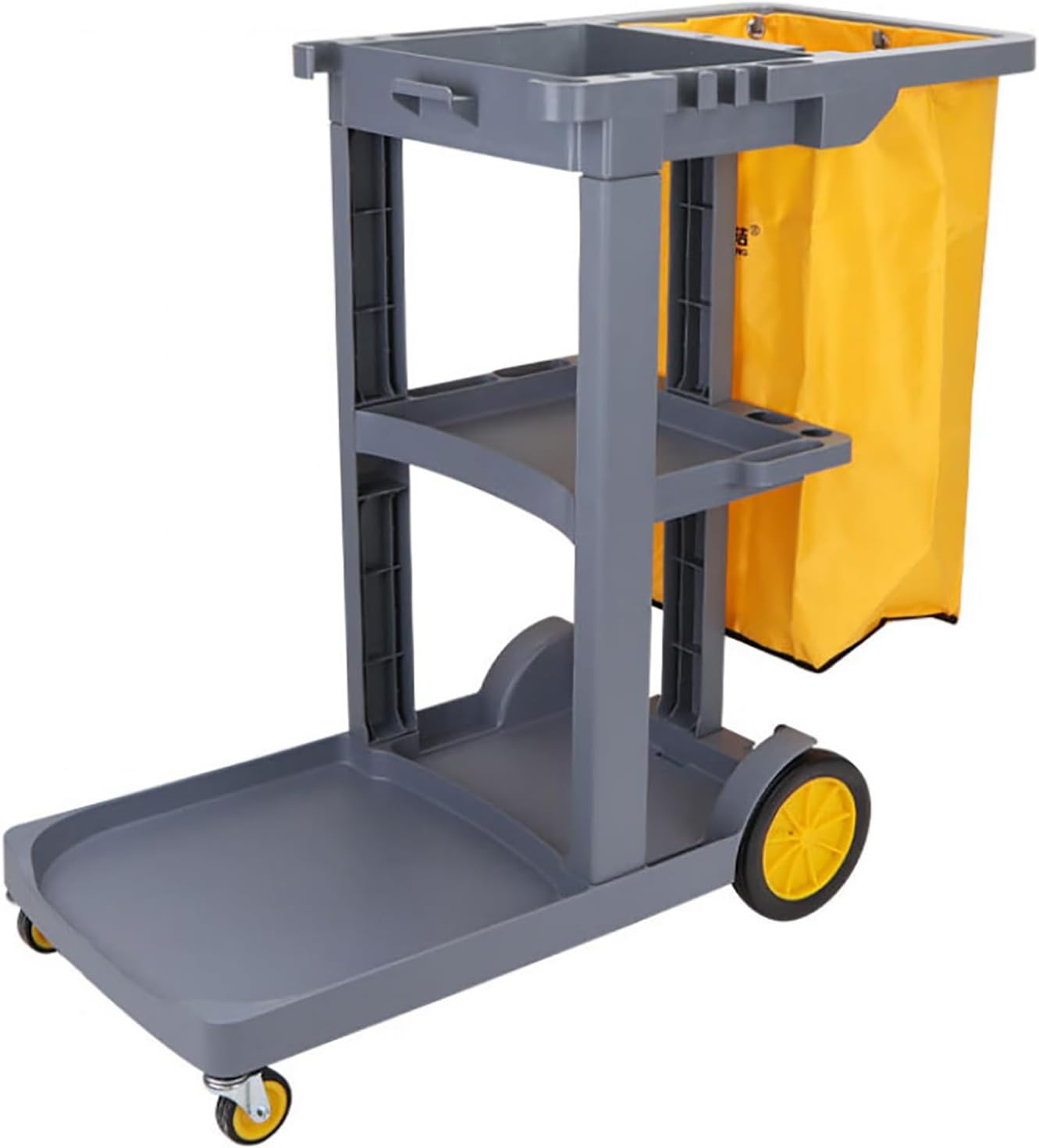 Cleaning Cart on Wheels Janitor Housekeeping Cart Commercial Cleaning Cart 3 Tier Cleaning Utility Service Cart Janitorial Cart for Housekeeping Stores Schools Business,Gray