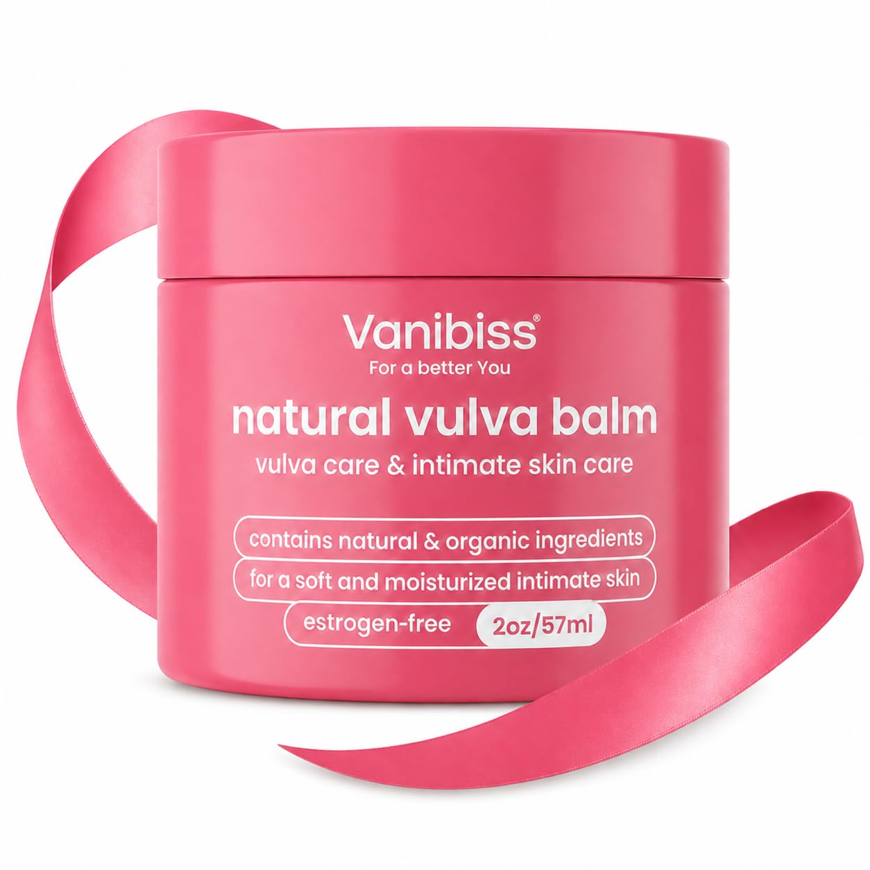 Vanibiss Crema orgánica de bálsamo de vulva, humectante vaginal, cuidado íntimo de la piel, soporte para la menopausia: alivia la sequedad, picazón, olor, irritación: libre de estrógenos (2 onzas)