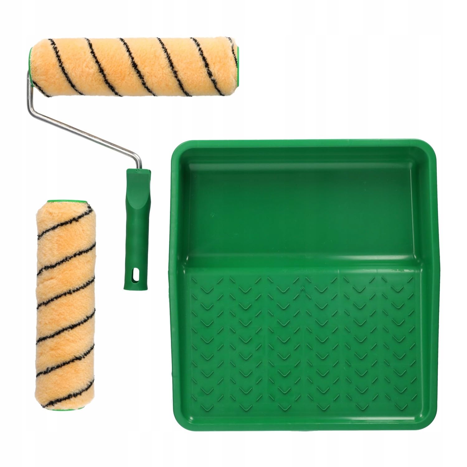 ToolSpace Kit Peinture Professionnel Lot de 2 Rouleaux 25 cm avec Grand Bac et Manche Poils 12 mm en Polyacrylique Anti Goutte pour Murs Plafonds Façade Rénovation Intérieur Extérieur Bricolage