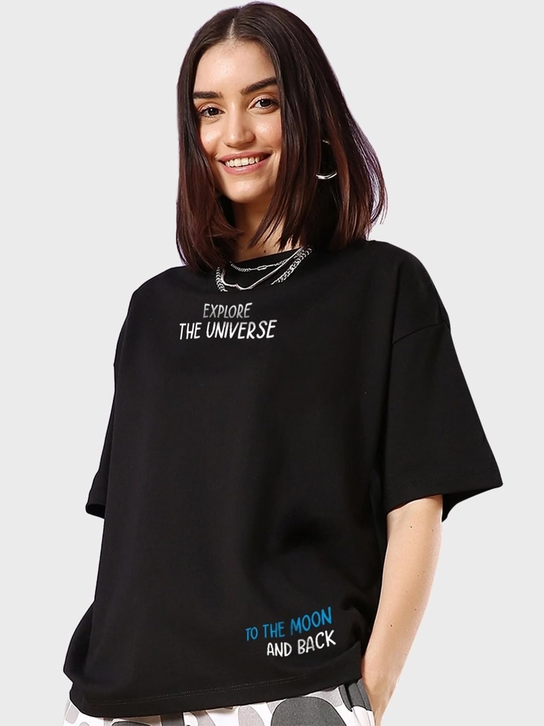 Bewakoof Lot de 2 t-shirts à manches courtes et col rond en pur coton pour femme