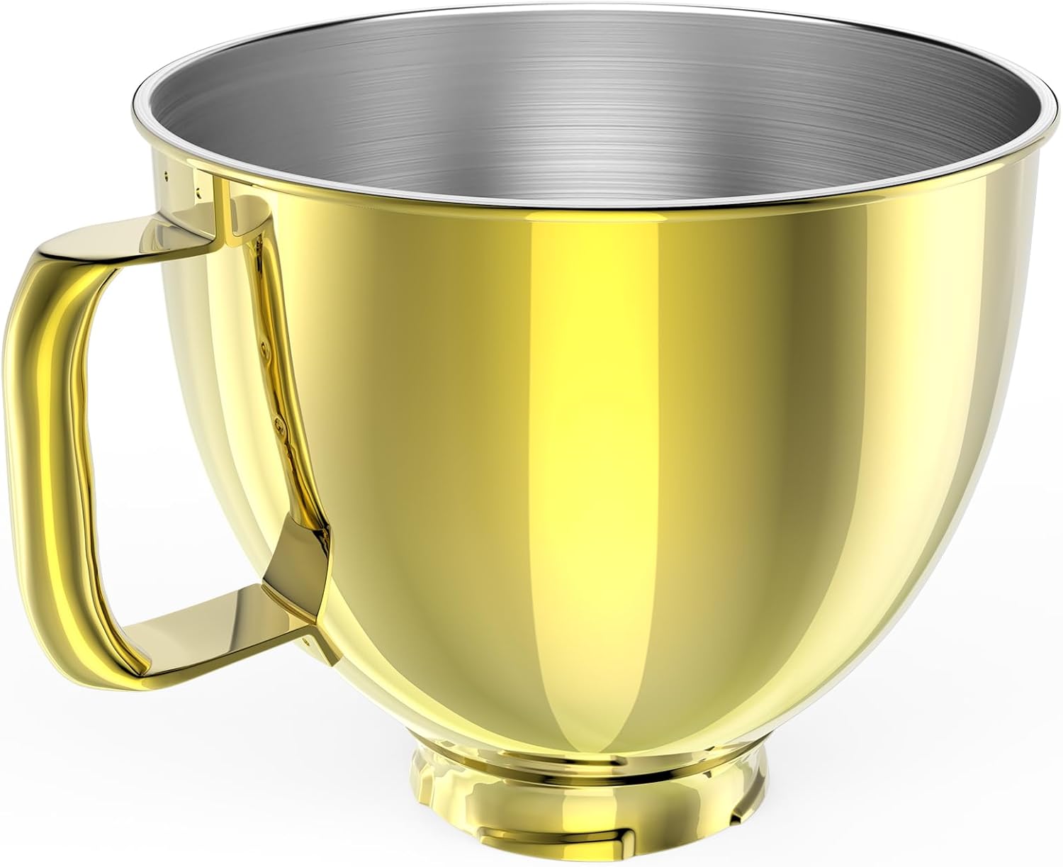 5QT Stainless Steel Mixer Bowl Compatible with Kitchen aid Stand Mixers Kitchenaid Replacement Bowl for 4.5-5 QT Tilt-Head Mixer with Handle, Gold