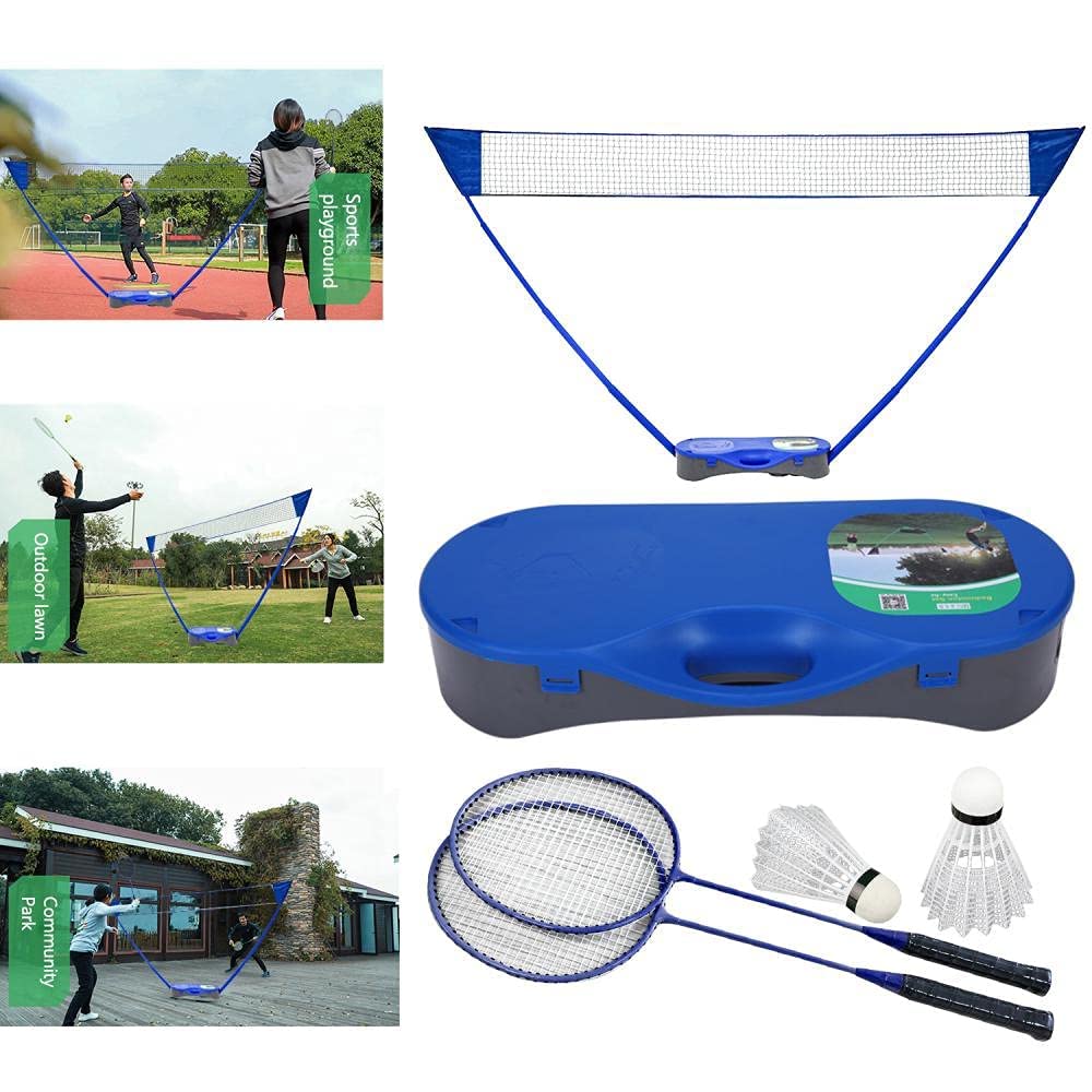 Portable Badminton Set With Carry Case – Includes Net, 4 Rackets, Shuttlecocks – Quick Setup For Backyard, Park, Beach