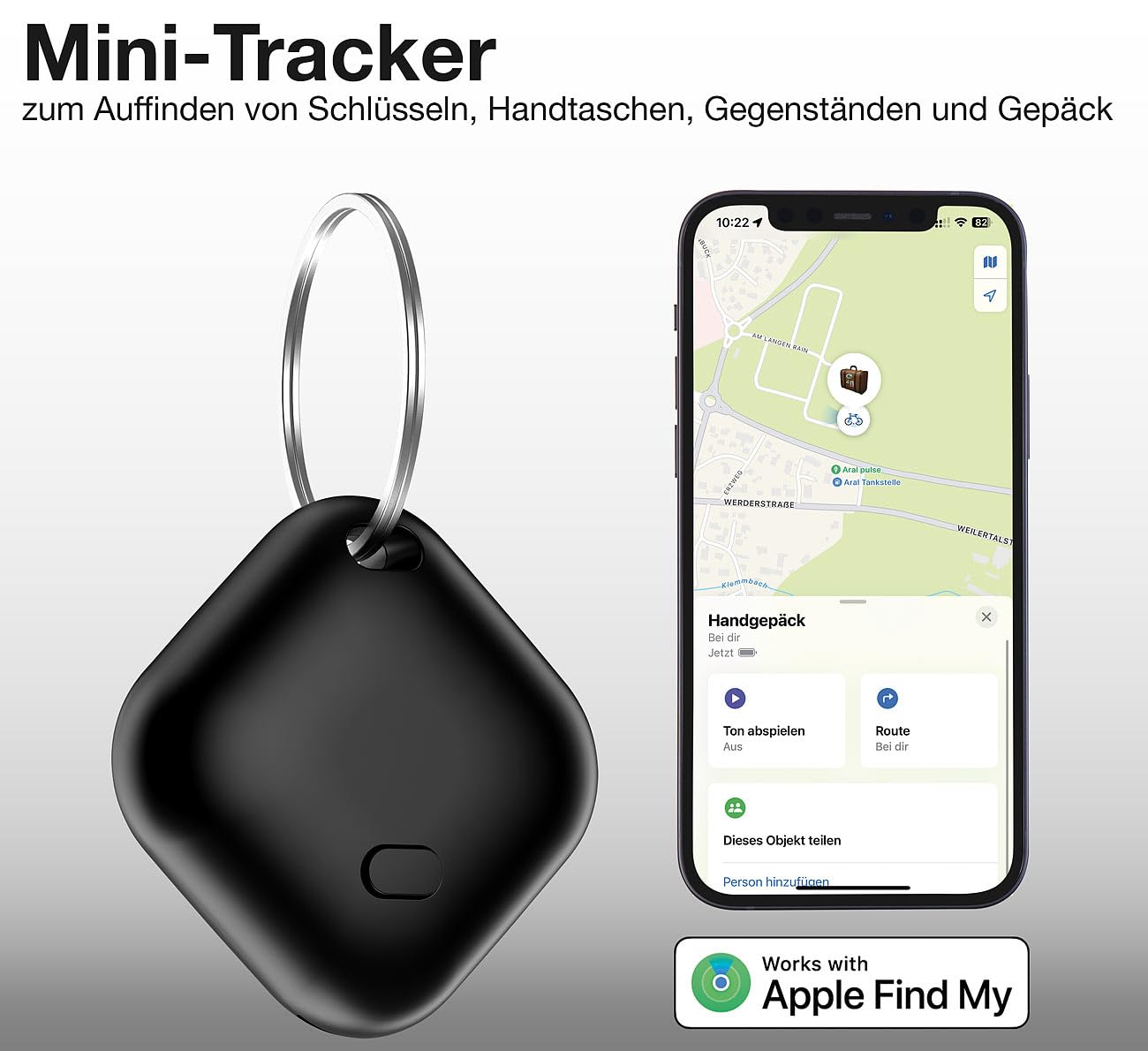 Callstel AirTag MFi: Set da 8 Mini chiave e localizzatore di oggetti, Smart Tag, MFI certificato (localizzatore chiavi bluetooth, per zaino, intelligente)