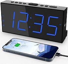 Alarm Clocks for Bedrooms,Digital Clock with 7.5''Large LED Display,Dual Alarms,USB Charging Port,5 Brightness,4 Volume,Big Snooze,12/24H&DST, Battery Backup, AC Powered Alarm Clock for Kids/Christmas