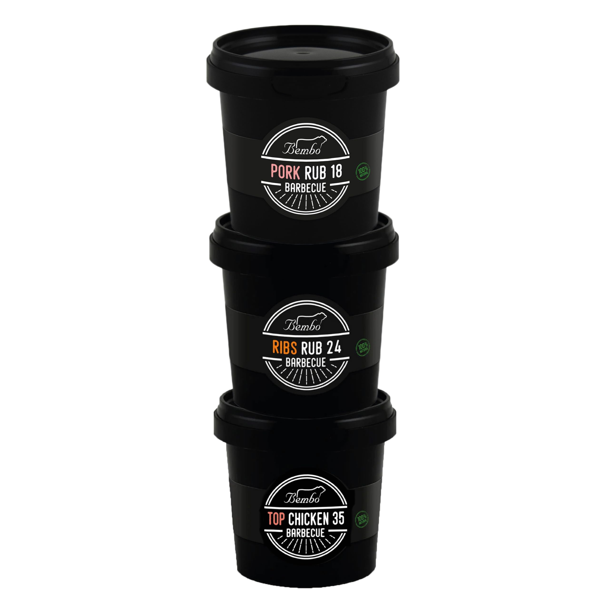 American BBQ Box Bembo – Set 3 Rub BBQ Premium per Chicken (100 g), Ribs (100 g) e Pork (100g) – Spezie Barbecue Americano per Pollo, Costine e Maiale – Kit BBQ per Griglia e Forno