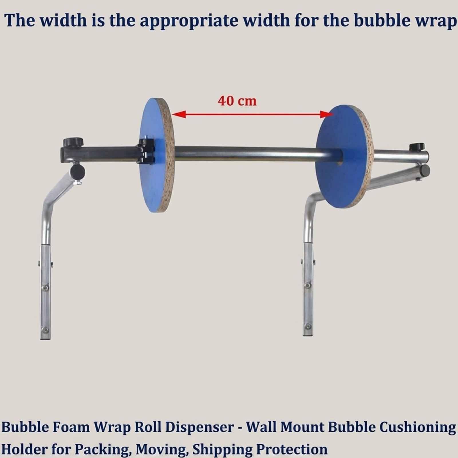 Distributeur Mural De Film À Bulles, Support De Rouleau De 40 Cm (15,7 Pouces) Avec Fixation Stable Et Sans Vibrations, En Acier Épais, Fermeture Flexible, Idéal Pour Lemballage, Le Déménagement,
