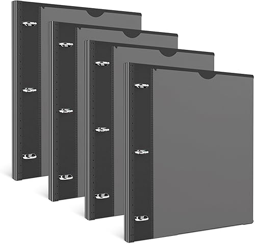 Miniatura 12 de INFUN Carpeta telescópica de 3 anillos de 1 pulgada, 4 unidades, carpeta redonda flexible con cubierta frontal personalizable y bolsillo