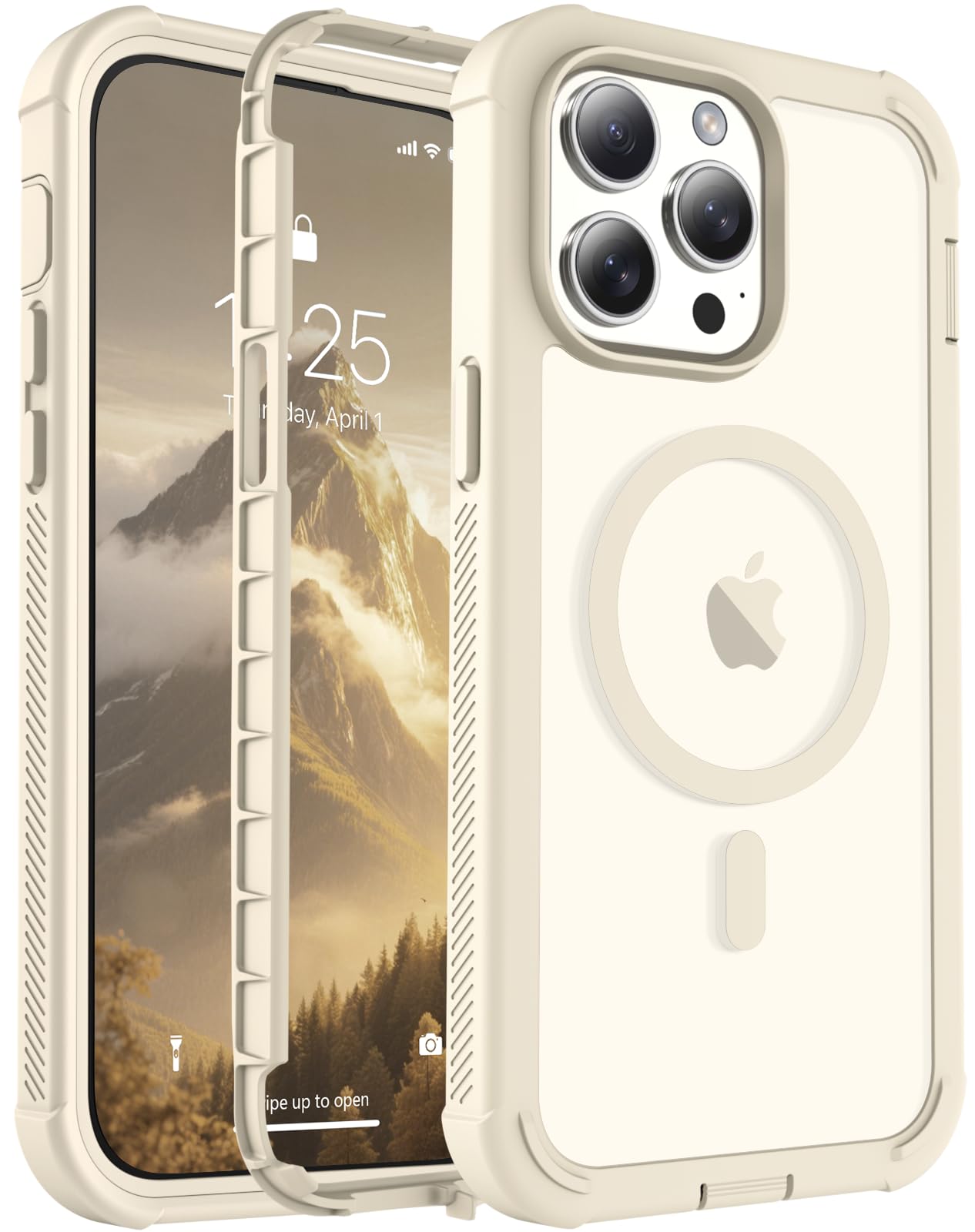 Magnetic for iPhone 14 Pro Case Heavy Duty Protection Antique White
