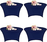 Vista 9 de Paquete de 4 manteles redondos de elastano de 6 pies de 72 pulgadas, mantel elástico lavable y resistente a las arrugas, mantel redondo ajustado