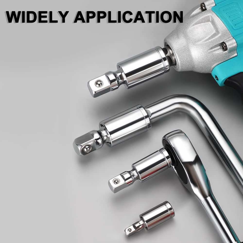 Utoolmart 360 Degree Rotation Joint Sockets, 3 Piece Universal Joint Socket Adapter Converter, 1/2", 3/8", 1/4" Chrome Vanadium Steel Swivel Drive, Swivel Deep Impact Socke for Ratchet Wrench