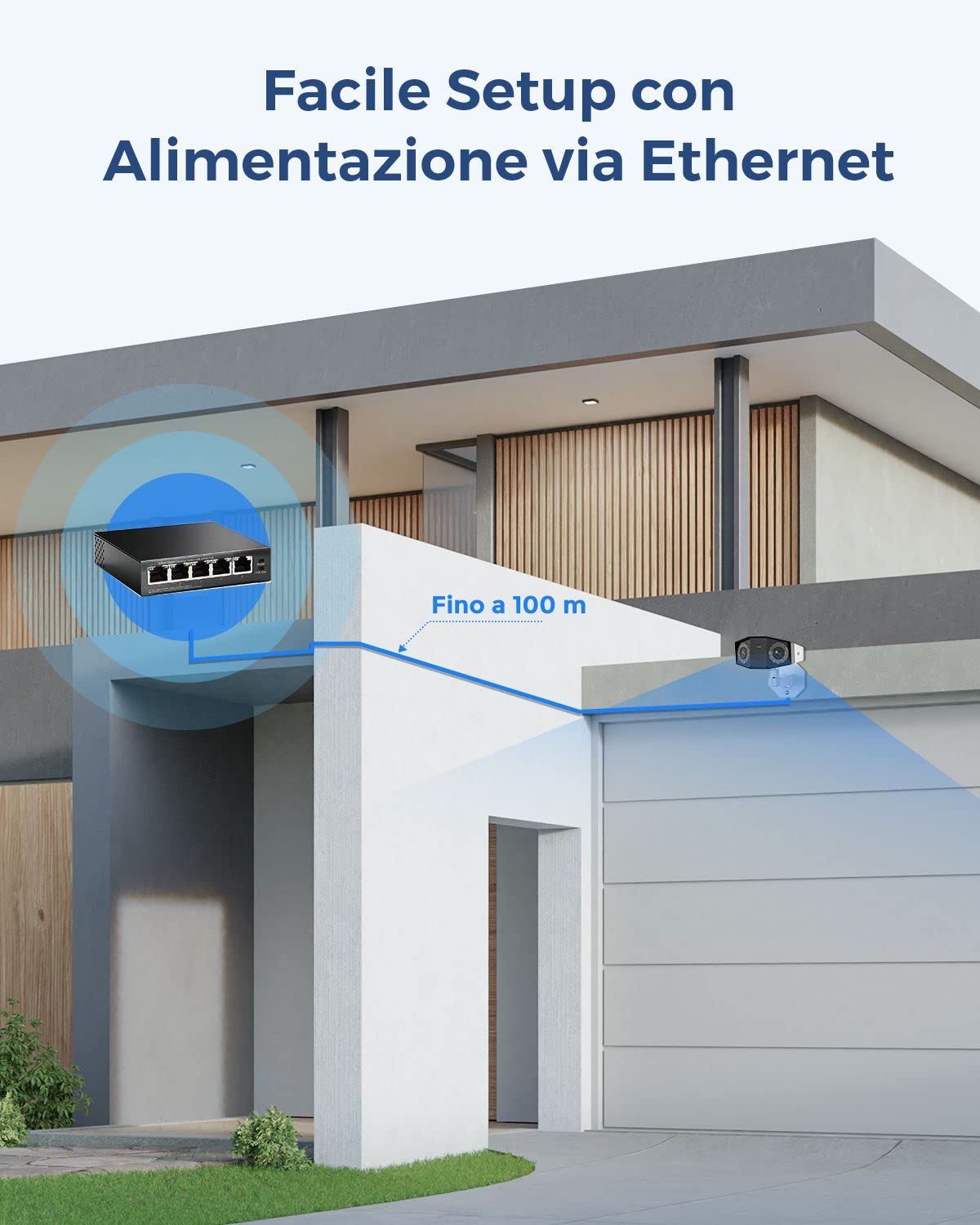Reolink PoE 4K Telecamera Esterno a Doppio Obiettivo, Grandangolo 180°, Rilevamento Uomo/Veicolo/Animale, Audio Bidirezionale, Visione Notturna a Colori 30 metri, Videocamera Sorveglianza, Duo 2 PoE