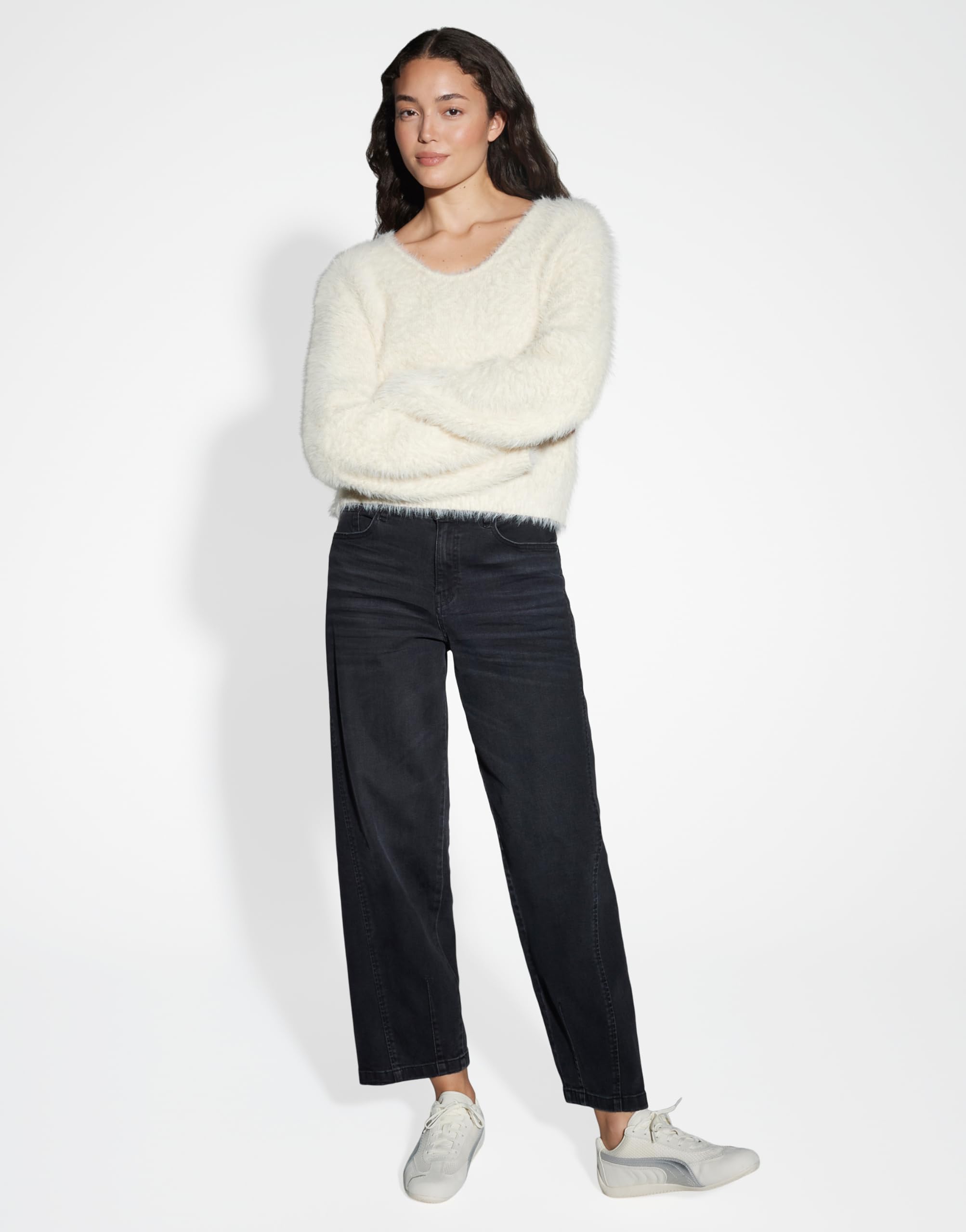 OPUS Damen Pullover | PLARI Regular Strickpullover aus weichem Effektgarn