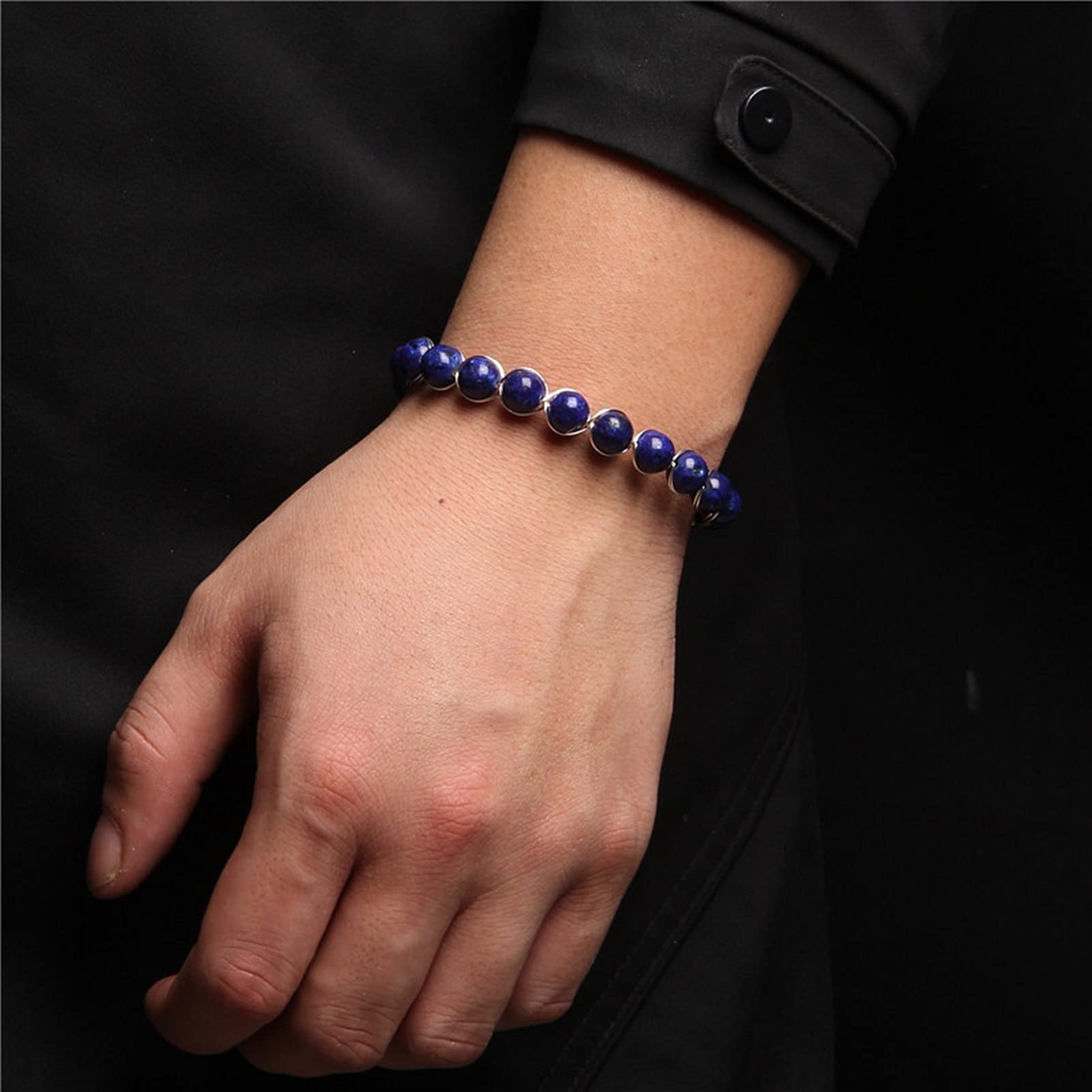 Naturstein-Armband, Handgelenk-Armbänder, Damen, natürliches 8 mm Amethys-Perlen-Armband, Herren, schwarzer Rutilquarz-Armreif, polierter Stein, Glücksschmuck, Armband-Schmuck