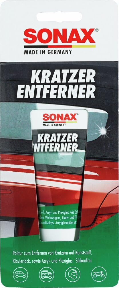 SONAX KratzerEntferner Kunststoff NanoPro (75 ml) zur Entfernung von Kratzern und Blindstellen aus Kunststoff, Acryl- und Plexiglas | Art-Nr. 03050000