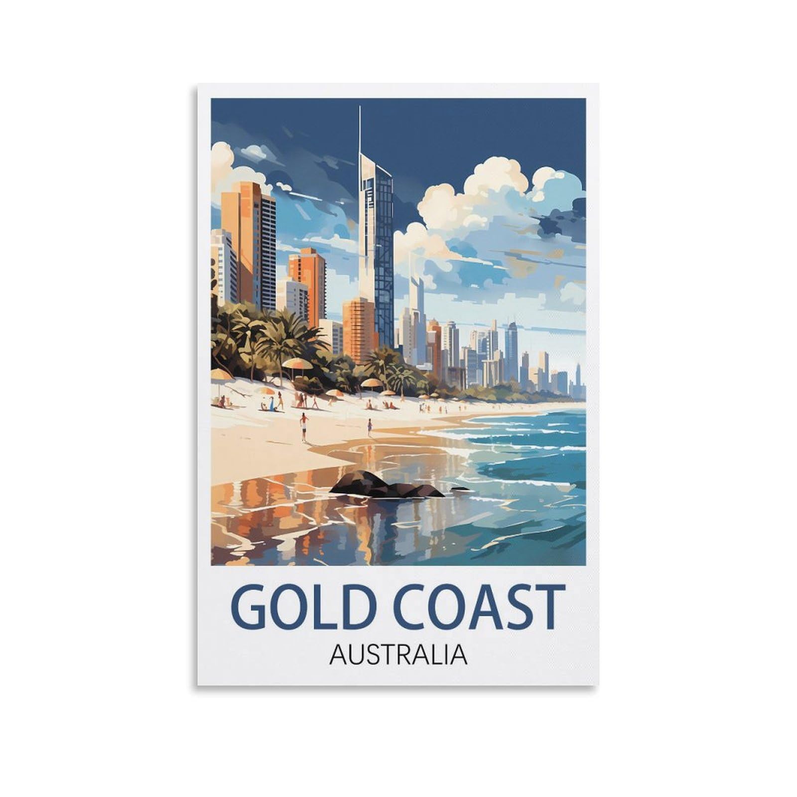 Lcyuaopp Unframe-Style Gold Coast Australia Vintage Travel Posters 20X30inch(50X75cm) Canvas Art Poster And Wall Art Picture Print Modern Family Bedroom Decor Posters