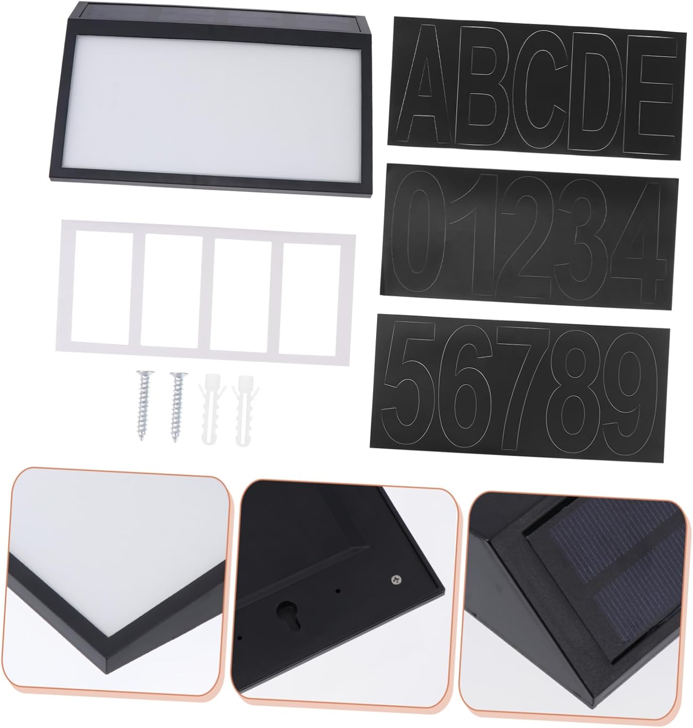 DOITOOL 1set Solar House Number Plaque with Led Light Address Sign for Garden and Door Weatherproof Solar House Number Light for Easy Visibility with Letters