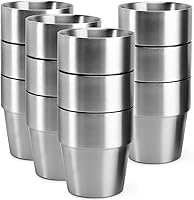 Vista 37 de Beasea Mini vasos de acero inoxidable, juego de 4 vasos de metal de 6 onzas, apilables de acero inoxidable 304, vasos de doble pared con aislamiento