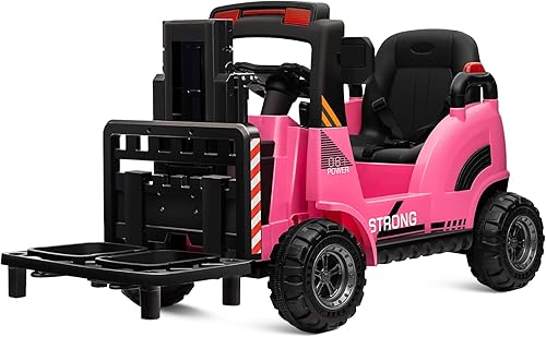 Miniatura 1 de MOLACHI Carretilla elevadora de 12 V, auto con control remoto, carretilla elevadora eléctrica a pilas para niños, horquilla y palets elevables,