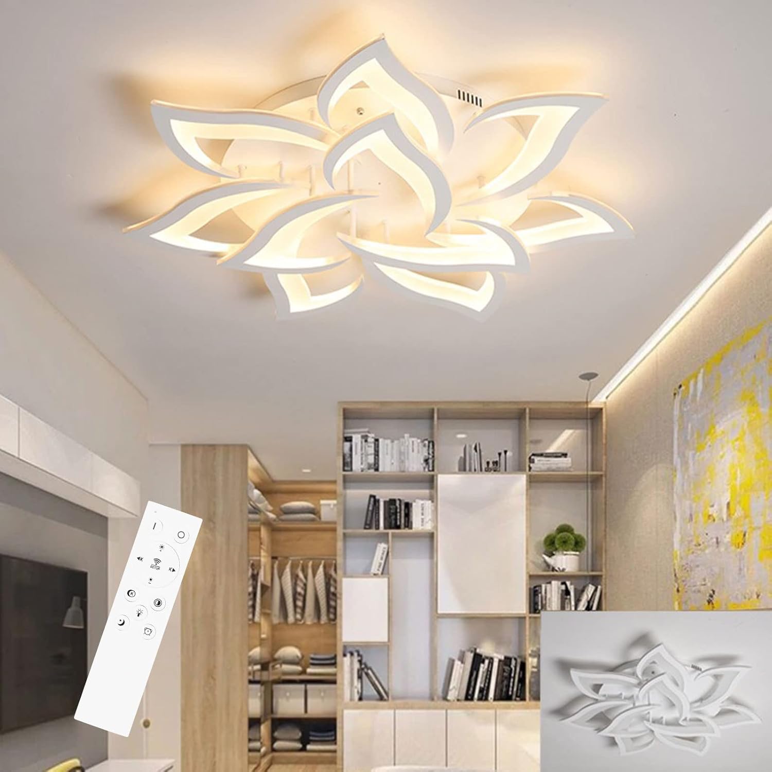 LED Ceiling Light Dimmable, 80W160W LED Living Room Lamp with Remote