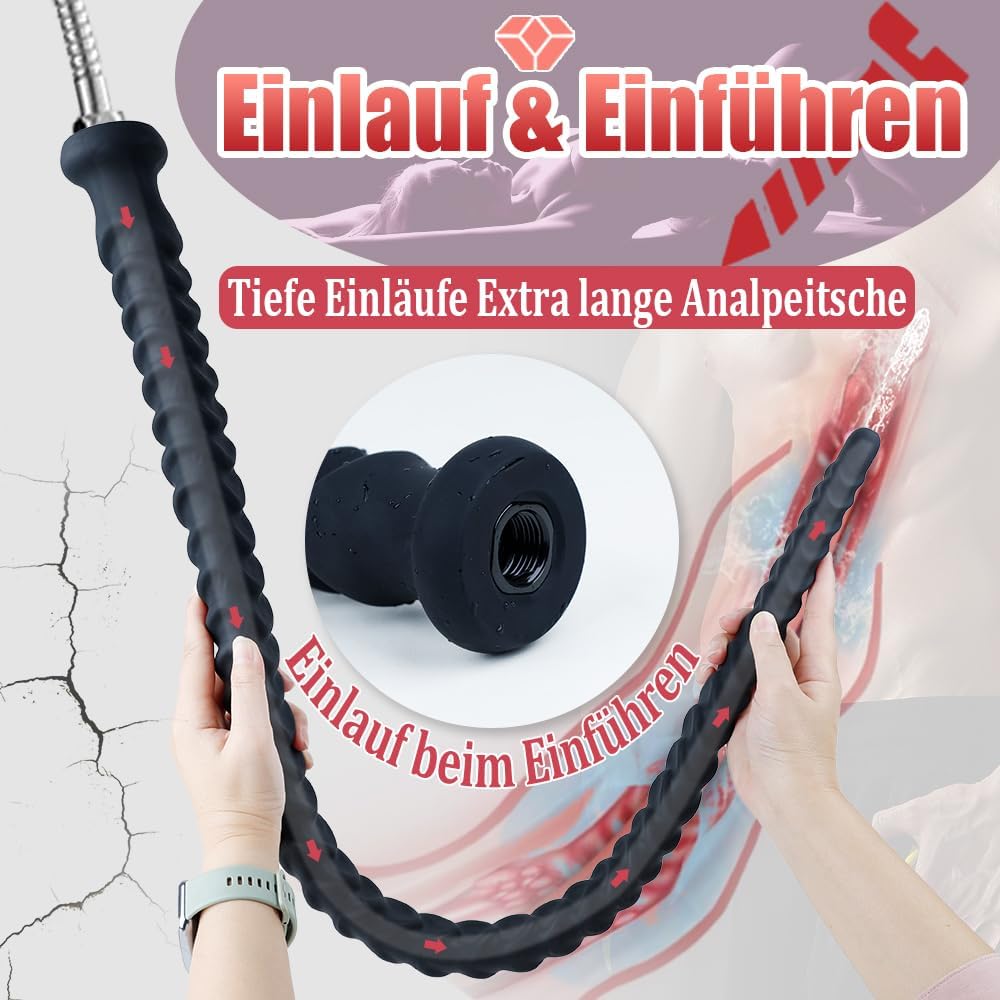 100 cm Analdusche für Analverkehr Einlauf & Intimdusche Silikon Anal Butt Plug Dildo G-Punkt Prostata Stimulation Analdildo Darmspülung Analdehne Erotisches Extrem Sexspielzeug für Männer Frauen (L)