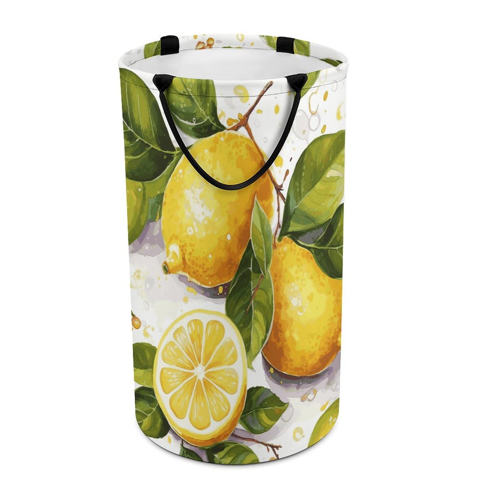 Fruits Lemon Laundry Basket Waterproof And Moisture-Proof Storage Bins Collapsible Round Laundry Hamper Perfect for Toys, Clothes And Sundries