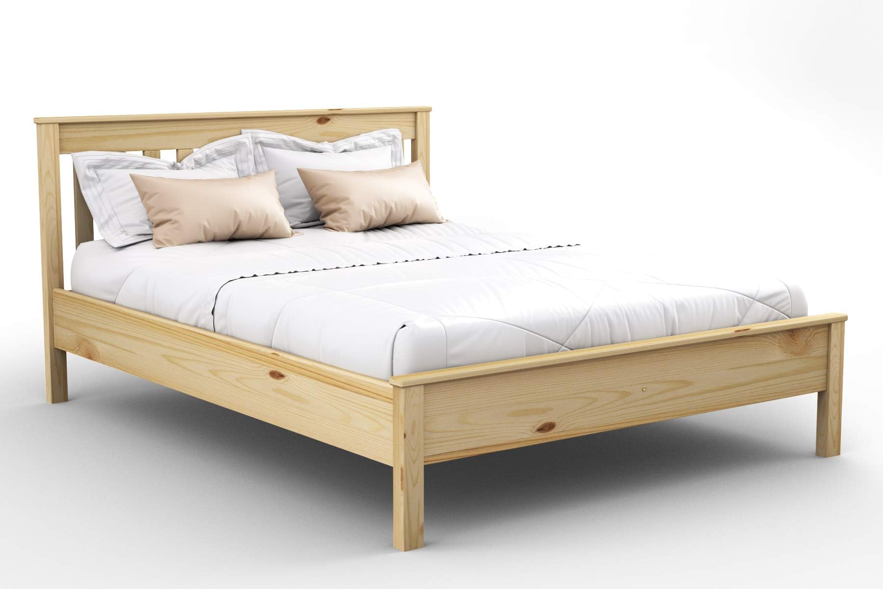 NodaxKing Size Bed Frames โ Solid Pine Wooden Bed Frame for Adults, F17 Easy Assemble Bed with Sturdy Slats & Extra Four Supportive Legs, Comfortable Bedroom Furniture | (150x200 cm, Pine Finish)