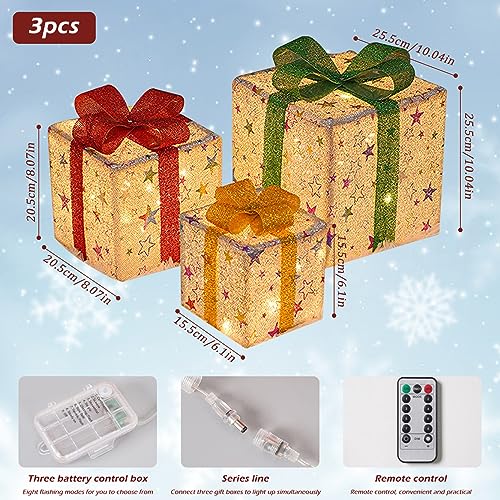 Boîtes cadeaux de Noël lumineuses avec télécommande pour déco intérieure - 5