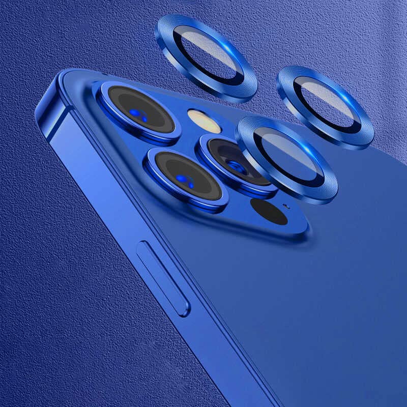 Zore Apple ile uyumlu iPhone 12 Pro Max CL-07 Kamera Lens Koruyucu Lacivert