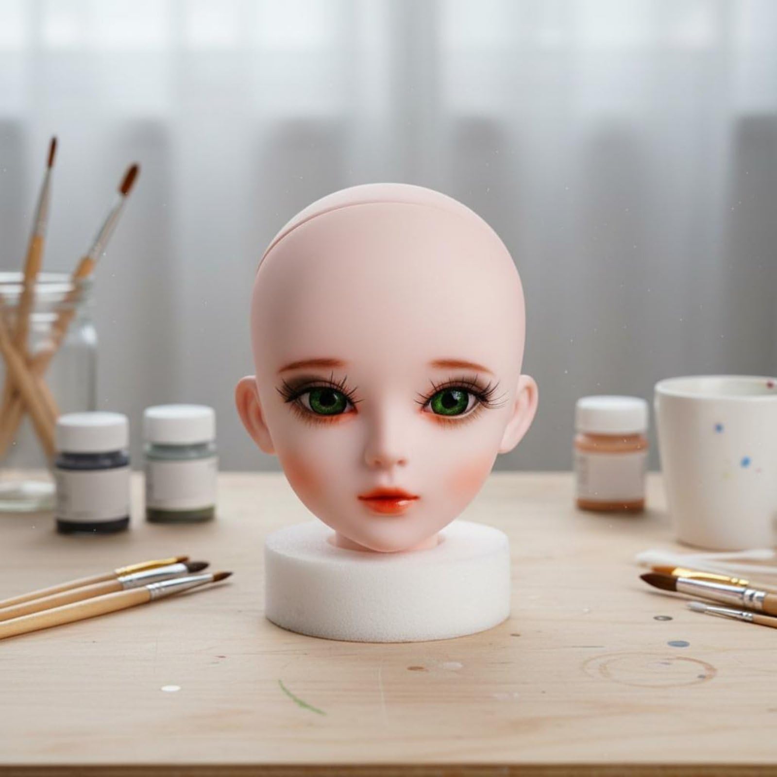 Doll Figur mit Gelenkigem Körper Austauschbaren Händen Und Augen Glatter Oberfläche Lebensnaher Größe aus Und Gummi für Sammler Makeup-Training Modepuppen-Design, Tiantian Schminkkopf