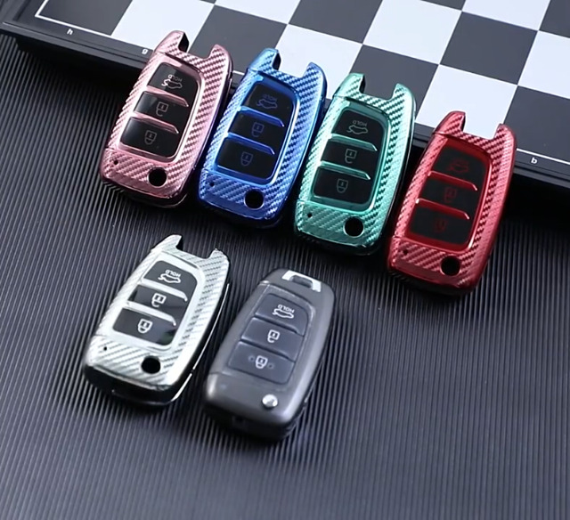 ontto Custodia per chiave auto, adatta per Hyundai I30 Accent I30n Tucson Ix35 Solaris Elantra Kona Celesta Sonata Tucson a 3 tasti, custodia portachiavi auto con telecomando, accessorio D viola