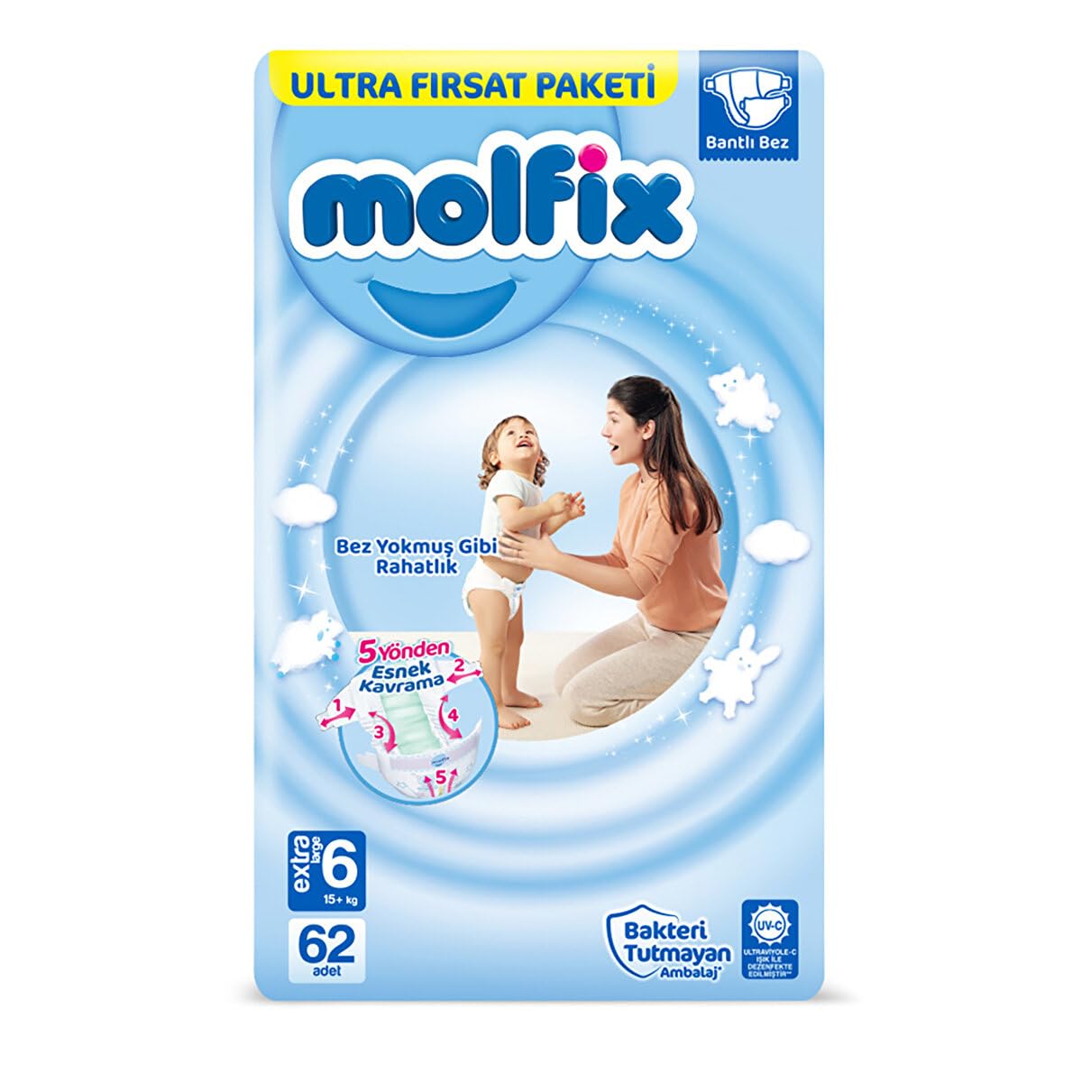 Molfix Ultra Fırsat Paketi Extra Large 6 Beden Bebek Bezi (1 x…
