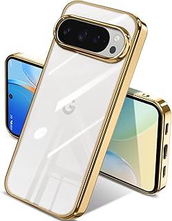 Google Pixel 10 / 10 Pro ケース クリア 薄型 TPU 耐衝撃 ソフト 黄変防止 指紋防止 ストラップホール付き グーグルピクセル 10 / 10 Pro カバー ワイヤレス充電対応(ゴールデン)