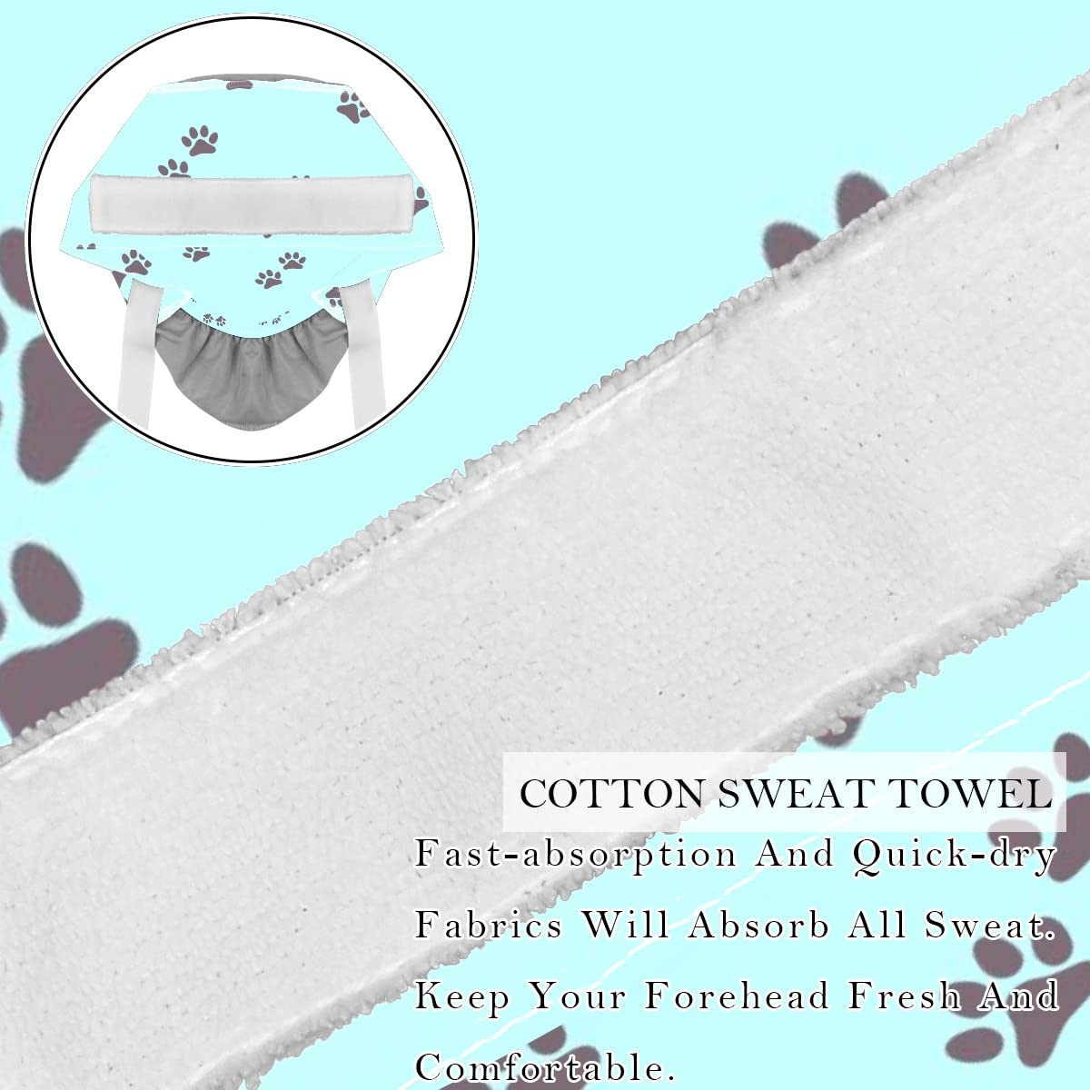 Colorful Dogs Pattern Scrub Hats for Women Long Hair, Working Cap with Button & Sweatband, Unisex Tie Back Hats 2 Packs