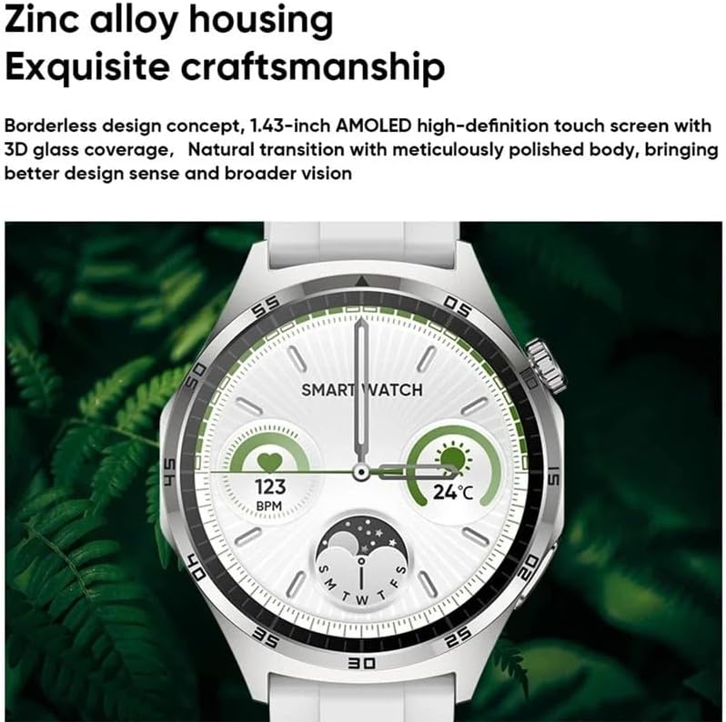 Close-up of smartwatch showing zinc alloy housing