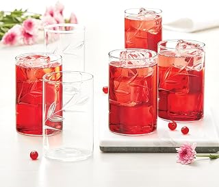 Borosil 350ml 6pc Cut Design Large Drinking Glass Set | Made in India Borosilicate Glass Tumblers for Water, Cold Drinks, ... Price In India