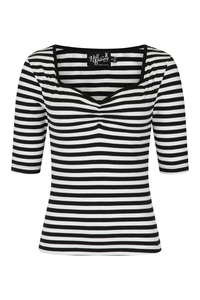 Hell Bunny Women's Black-White Warlock Top Black & White L