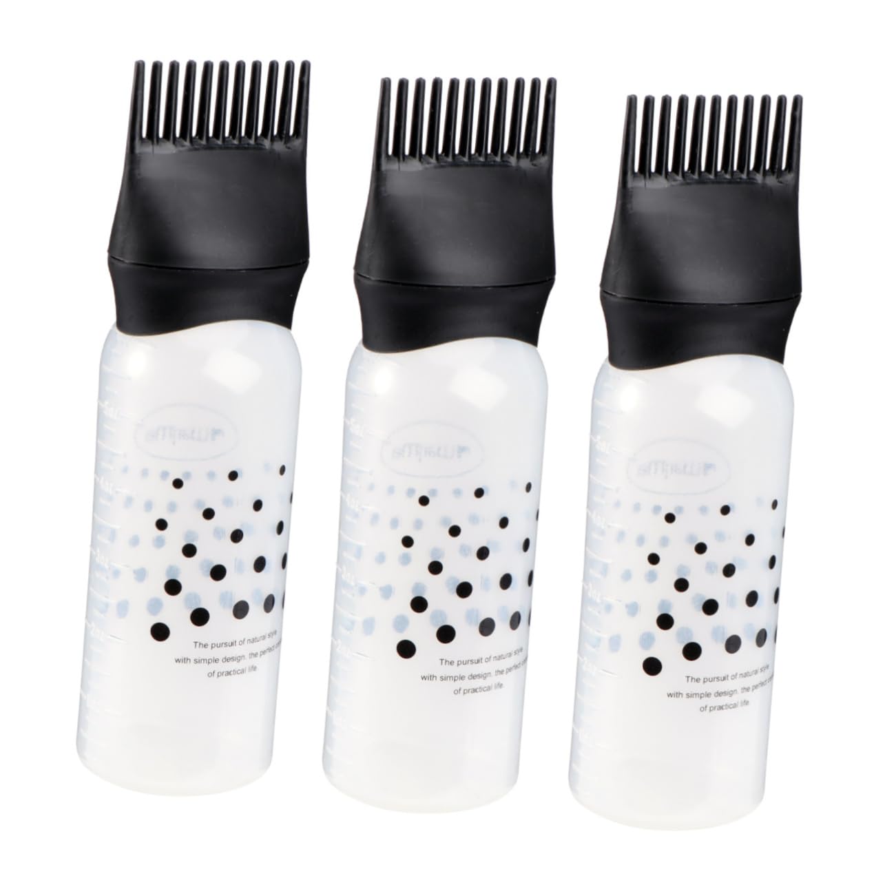 Healeved Hair Dye Container Set 3pcs Styling Bottles Comb for Home Professional Salons Black Easy to Use Non-slip Surface