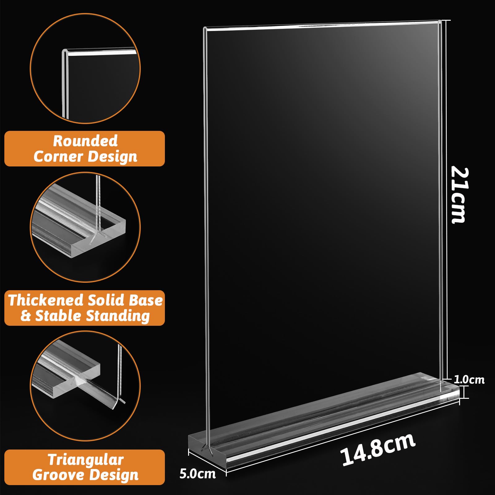 Viymgit A5 Acrylic Sign Holder, 4 Pack Clear Double-Side Table Perspex Display Stand - Image 2