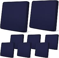 Newwiee 8-Pack Stretch Patio Cushion Covers for Outdoor Furniture - Waterproof Navy Slipcovers, Washable, Fits 20-27" Cushions