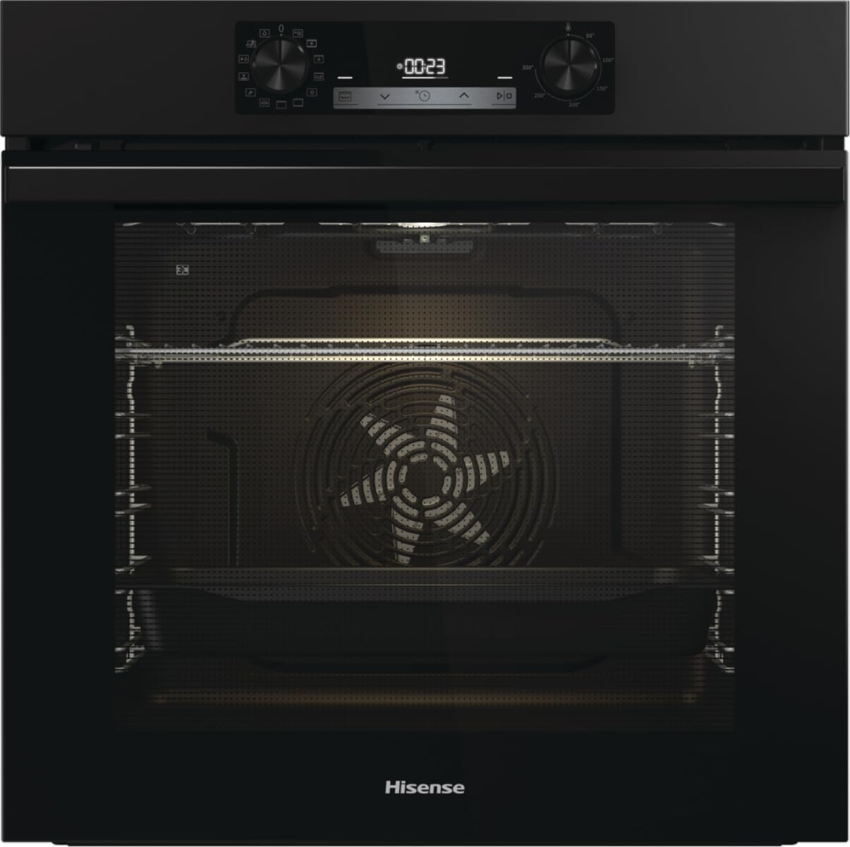 Hisense BI64211EPB - Horno eléctrico multifuncional empotrable, 77 litros, 60 cm, función pizza 300°, pirolítica, airfry, color negro, clase energética A