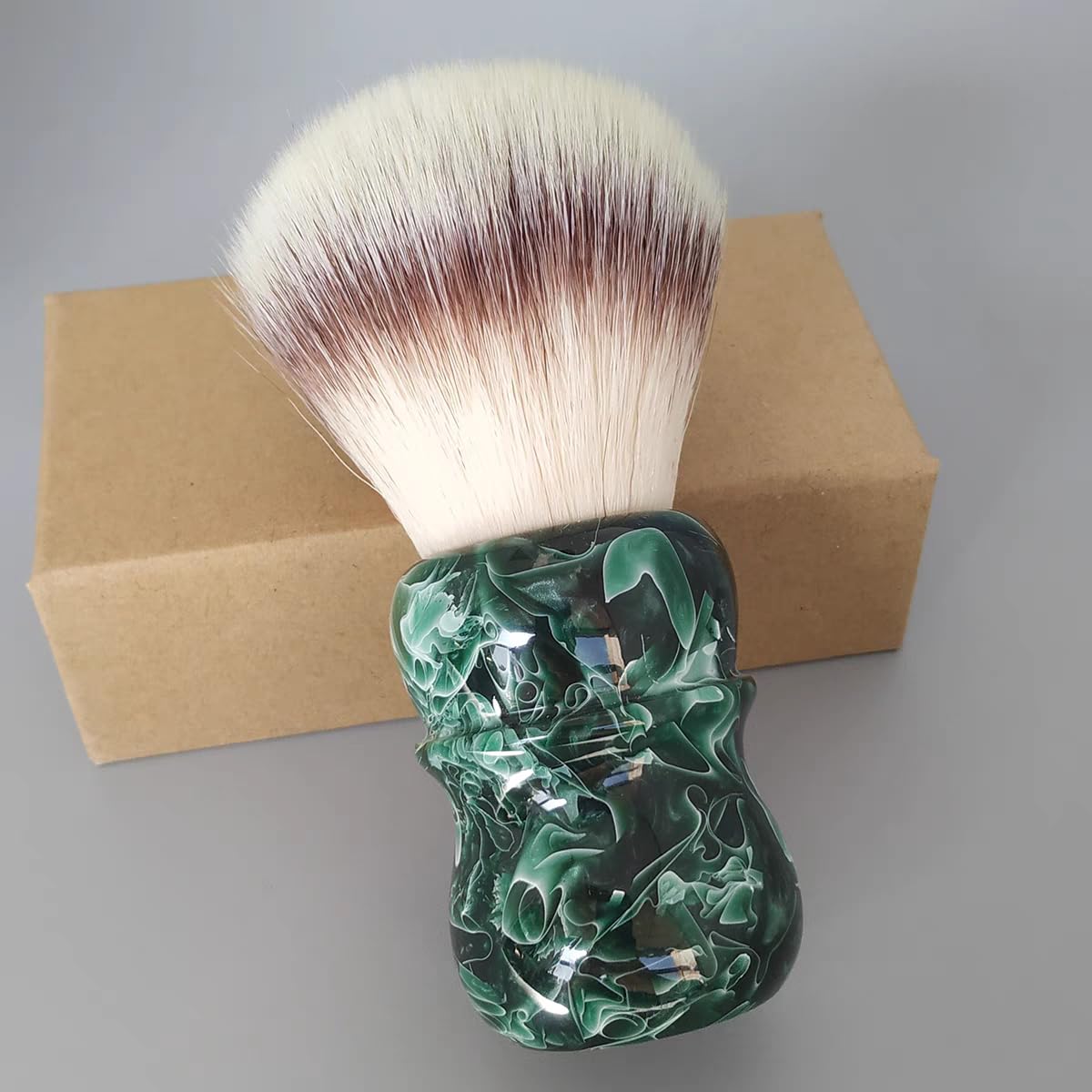 30mm big shaving brush with A2S Ultra-Soft Synthetic Bristles and Luxury Resin Handle to use with Shave Cream or Soap for a Perfect Lather (green)