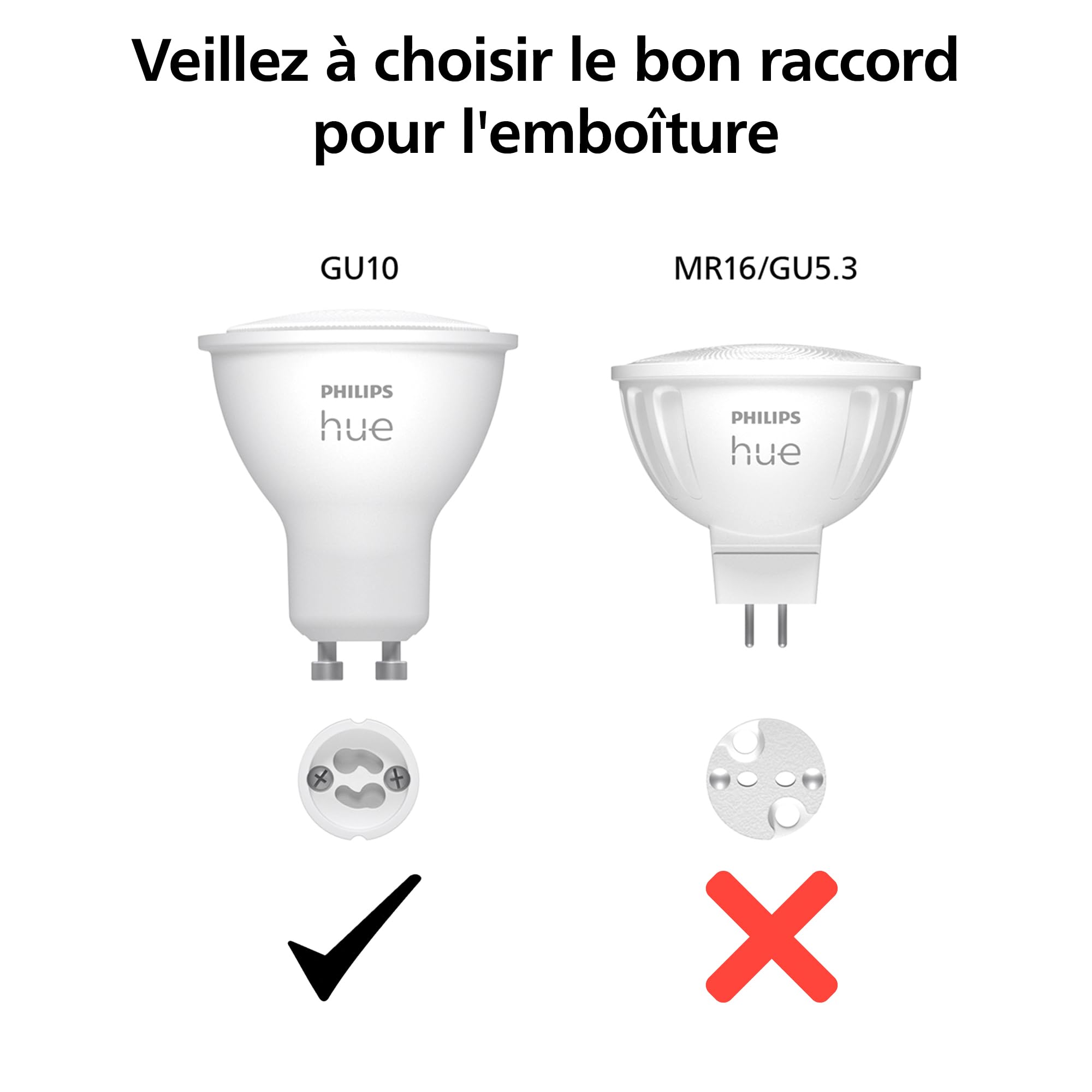 Philips Hue White and Color Ambiance, Ampoule connectée GU10, lumière Blanche et Couleur, Compatible Bluetooth, contrôle Vocal avec Alexa, Apple Home et Google Assistant, Blanc