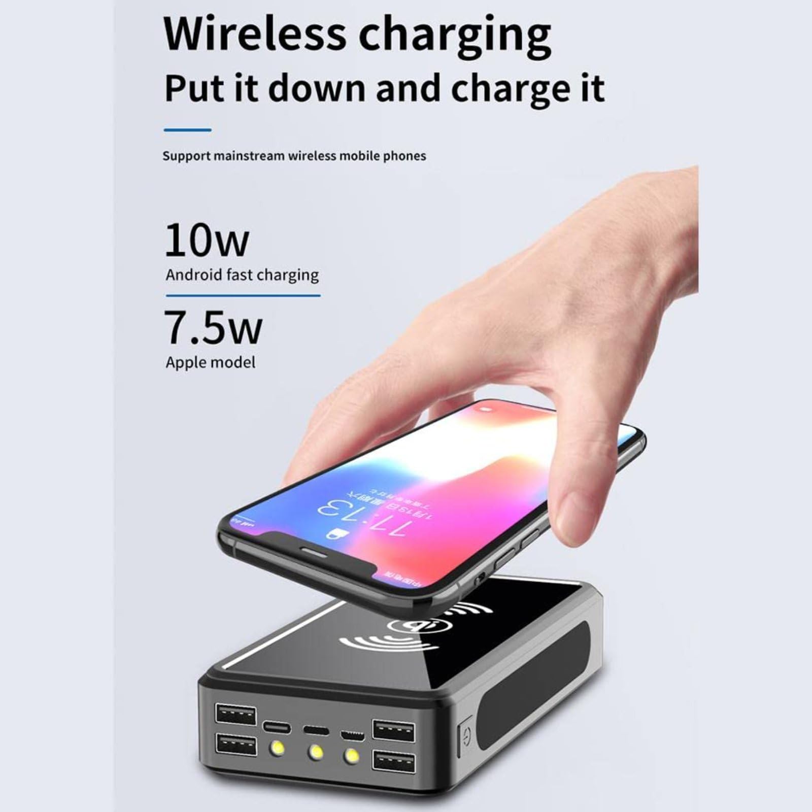 Power Bank Solare 100000mAh FUfIzU Con Ricarica Wireless Qi, Torcia LED E Protezione IP65 – Perfetto Per Campeggio - 4