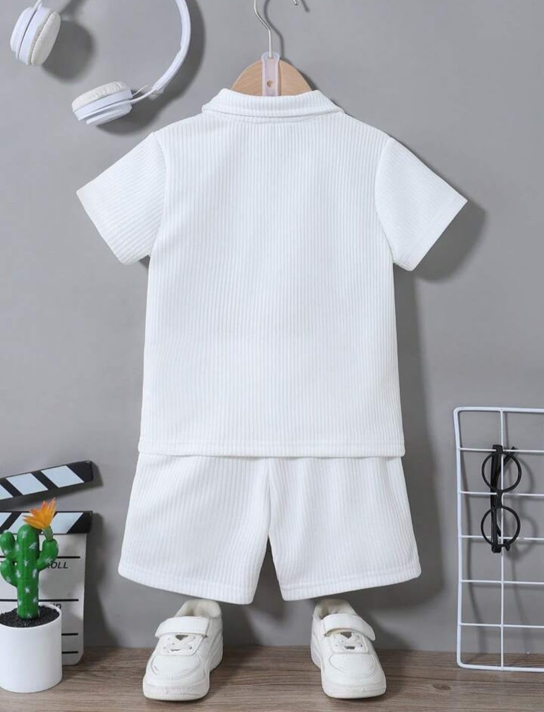 Ninas Baby Boys and Girls Solid Cotton Blend Style T Shirt and Shorts Set – Unisex (White)